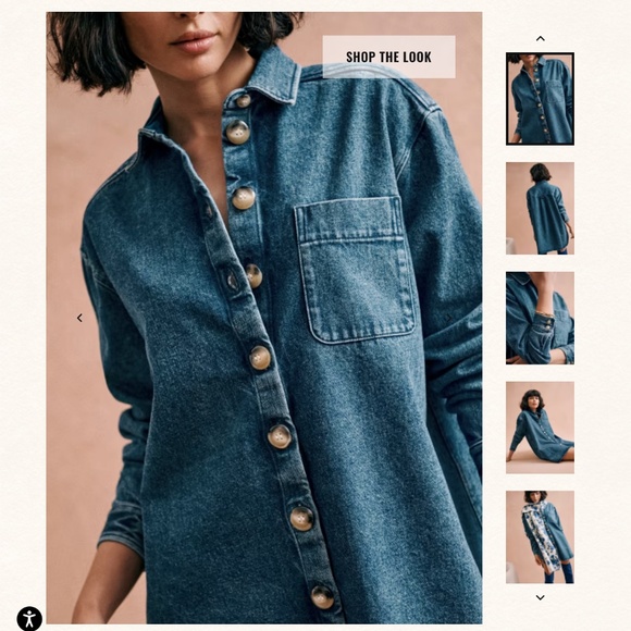 Sezane Blue Denim Sofie Dress Button Down Long Sleeve Size S - Picture 5 of 14